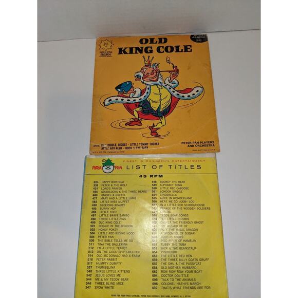 2 Vintage 45 vinyl records "Ole King Cole" " Little Toot" Peter Pan Children's - Picture 5 of 5